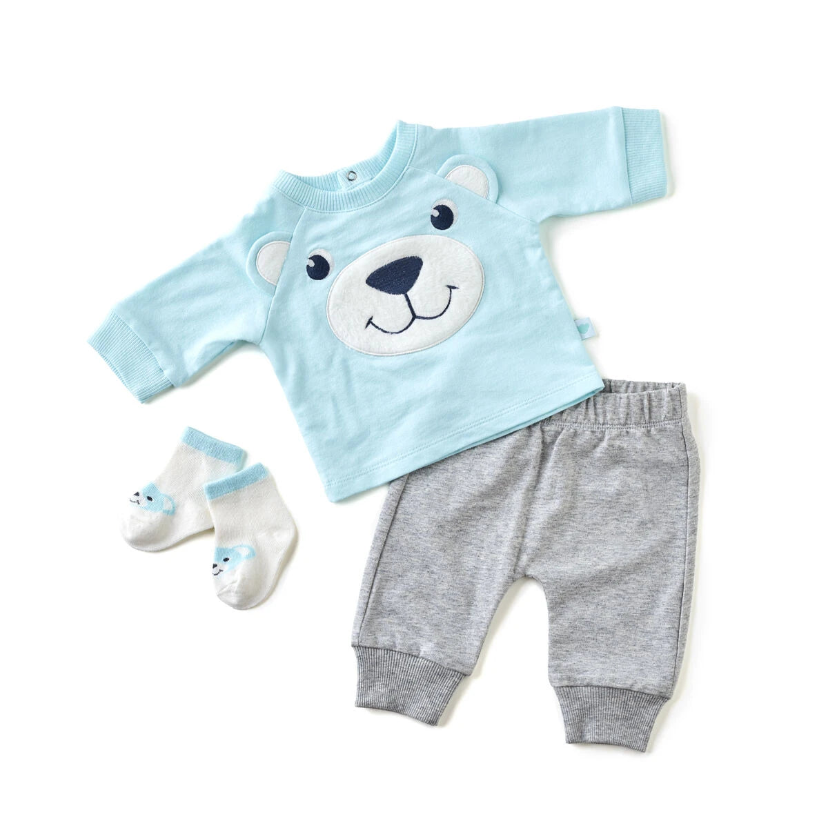 Blue Bear Baby Outfit With Socks - Size 9 Months for Stuffed Animals | Build-A-Bear® - US 7173