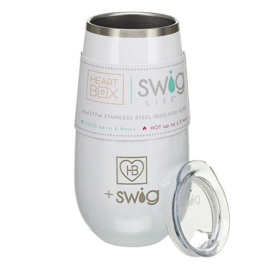 6 oz. HeartBox x Swig Life White Stemless Flute | Build-A-Bear® - US 1201