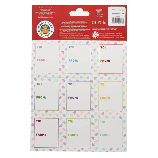 Valentine's Day Tear & Share Sticker Set | Build-A-Bear® - US 6397