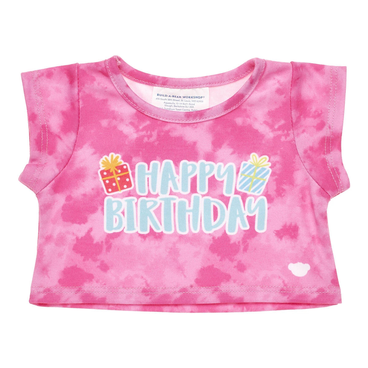 Pink Tie-Dye Birthday T-Shirt for Stuffed Animals - US 8014