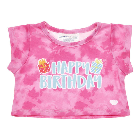 Pink Tie-Dye Birthday T-Shirt for Stuffed Animals - US 8014
