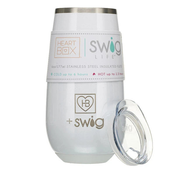 6 oz. HeartBox x Swig Life White Stemless Flute | Build-A-Bear® - US 1688