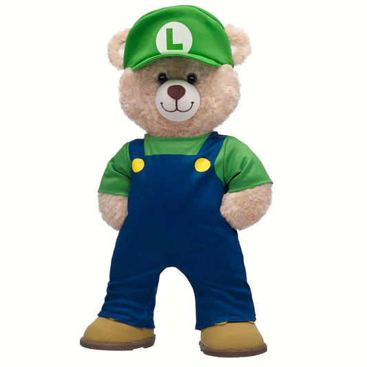 Super Mario Happy Hugs Teddy Bear Luigi Gift Set | Build-A-Bear - US 2973