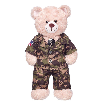 Green Digital Camo Uniform with USA Flag for Stuffed Animals | Build-A-Bear® - US 4296