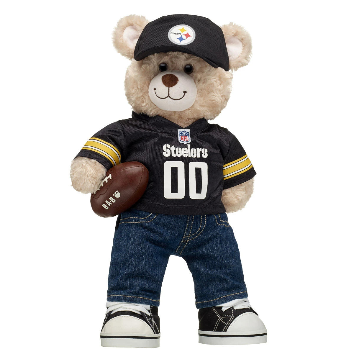 Pittsburgh Steelers Happy Hugs Teddy Bear Hat &amp; Football Set - US 7649