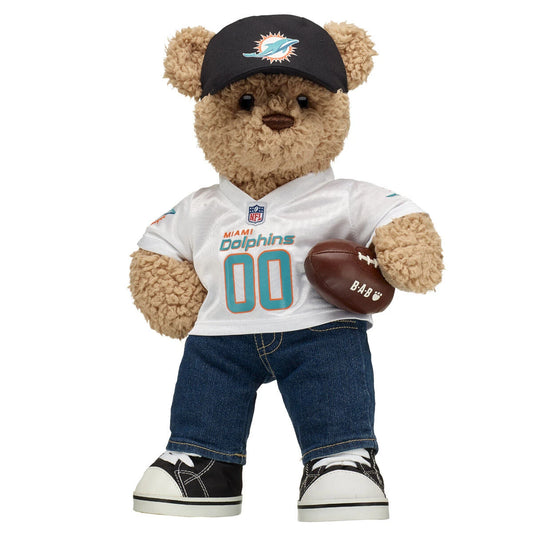 Miami Dolphins Timeless Teddy Bear Fan Hat &amp; Football Set - US 2560