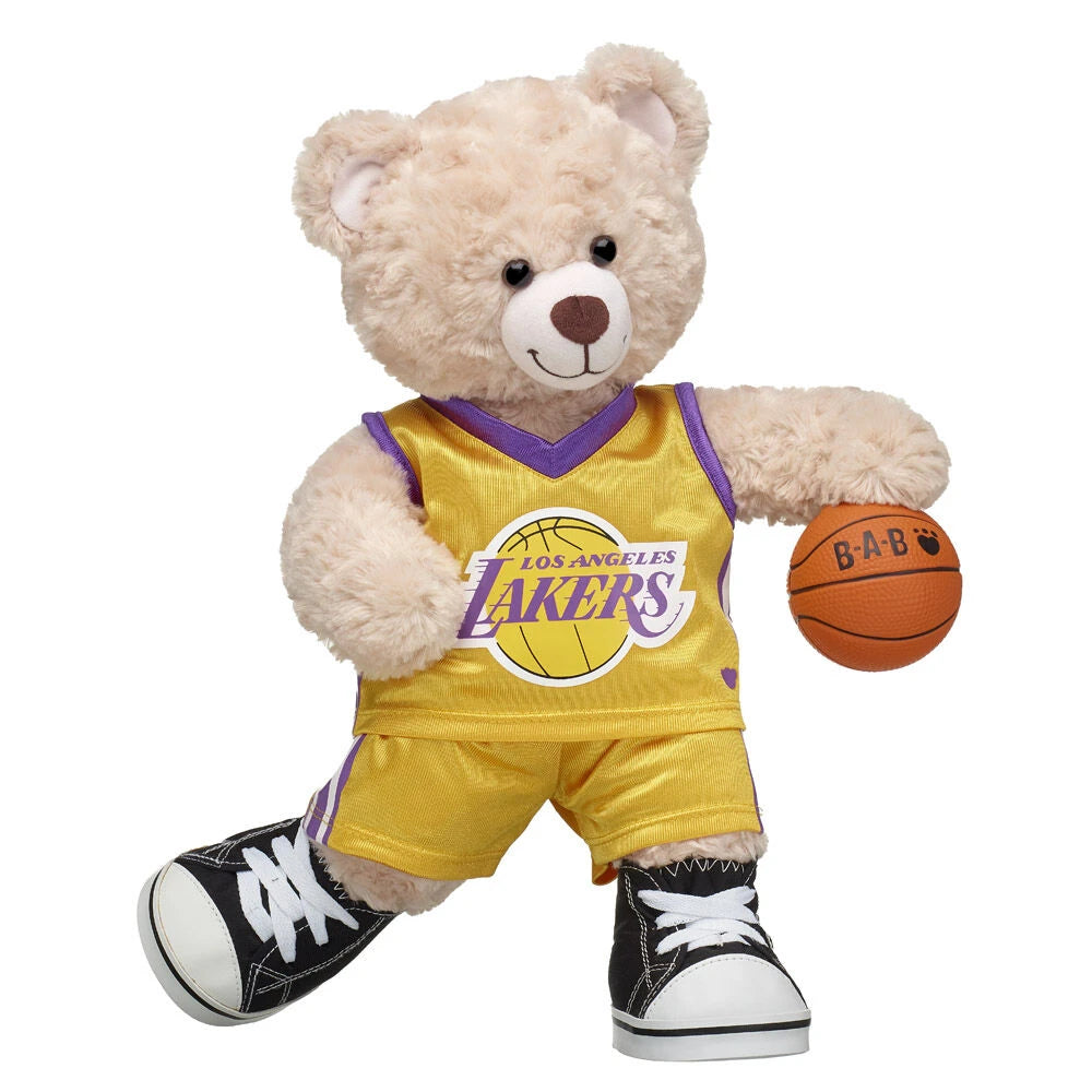 Los Angeles Lakers Happy Hugs Teddy Bear Basketball Gift Set | Build-A-Bear® - US 8179