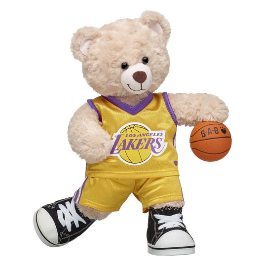 Los Angeles Lakers Happy Hugs Teddy Bear Basketball Gift Set | Build-A-Bear® - US 8179
