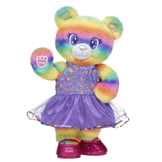 Rainbow Stripes Teddy Bear Leopard Print | Build-A-Bear - US 1822