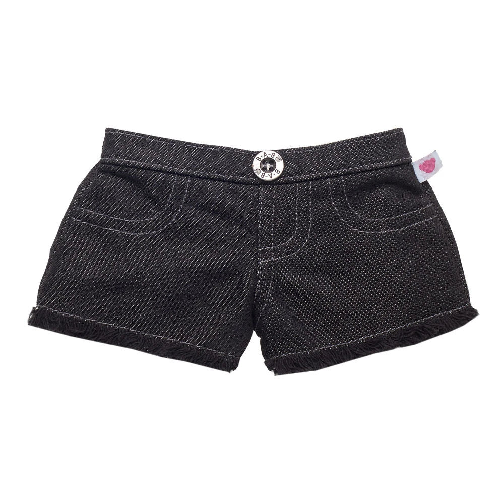 Black Denim Frayed Shorts for Stuffed Animals | Build-A-Bear® - US 8588