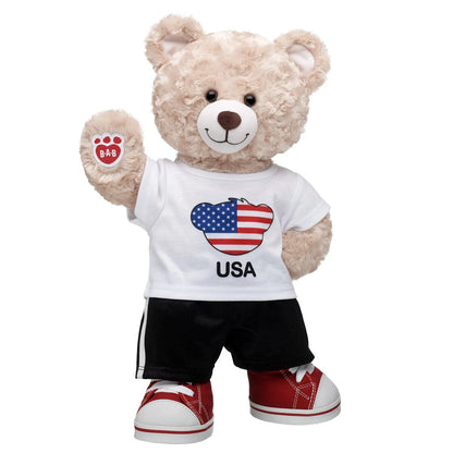 Happy Hugs Teddy Bear USA T-Shirt Gift Set | Build-A-Bear - US 9365