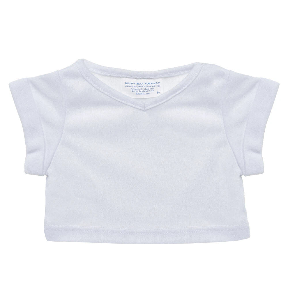 Online Exclusive White V-Neck T-Shirt | Build-A-Bear - US 1758