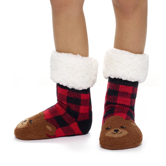 Build-A-Bear Pajama Shop™ Buffalo Check Bear Slipper Socks - Toddler, Youth &amp; Adult - US 1035