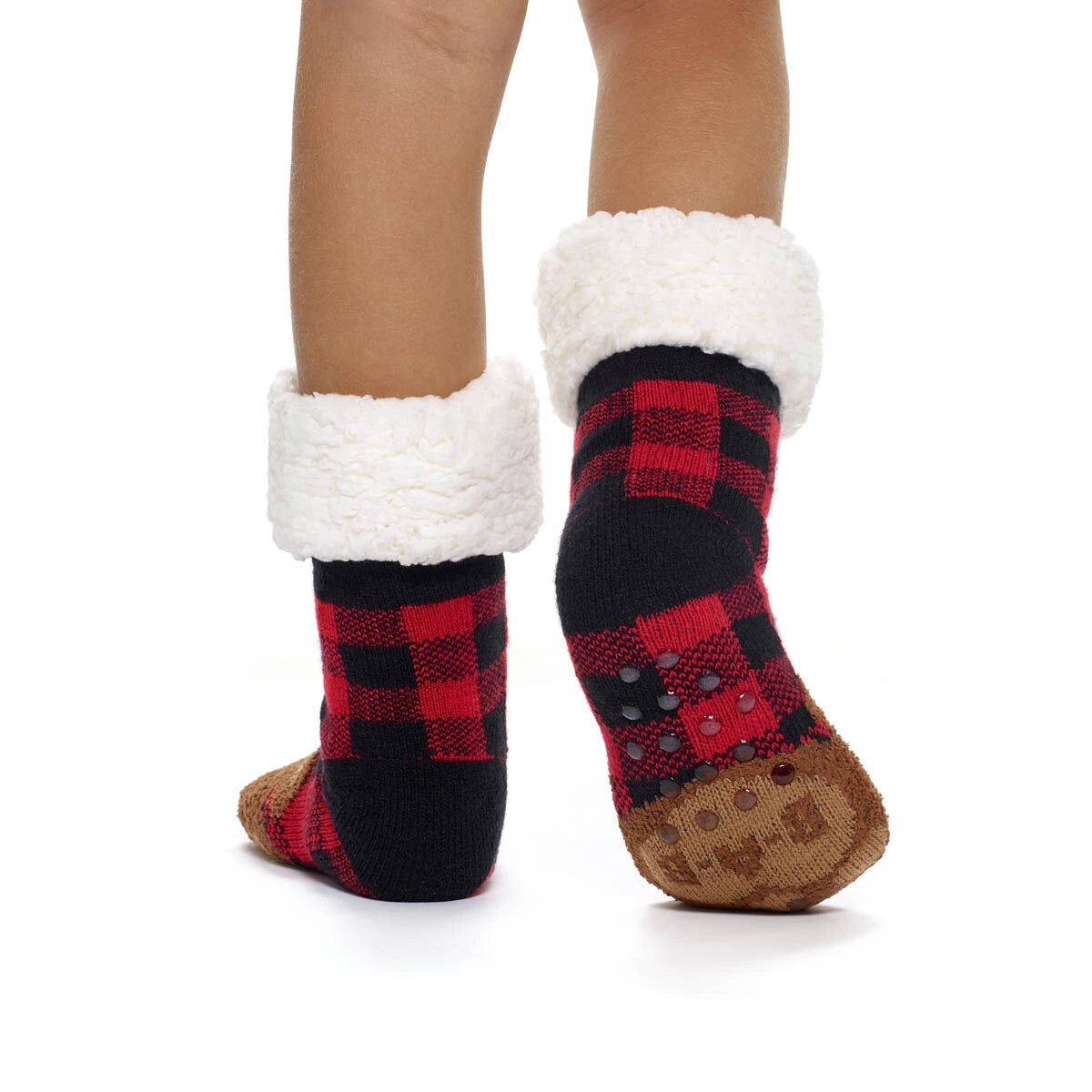 Build-A-Bear Pajama Shop™ Buffalo Check Bear Slipper Socks - Toddler, Youth &amp; Adult - US 5678