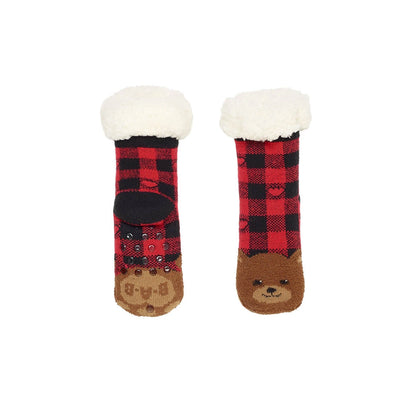 Build-A-Bear Pajama Shop™ Buffalo Check Bear Slipper Socks - Toddler, Youth &amp; Adult - US 1035